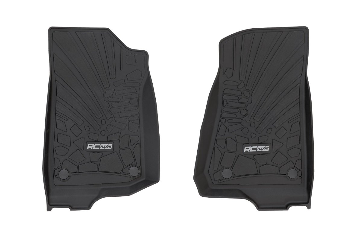 Jeep Wrangler JL Unlimited Floor Mats - Front - Rough Country - Flex-Fit - '18-'24
